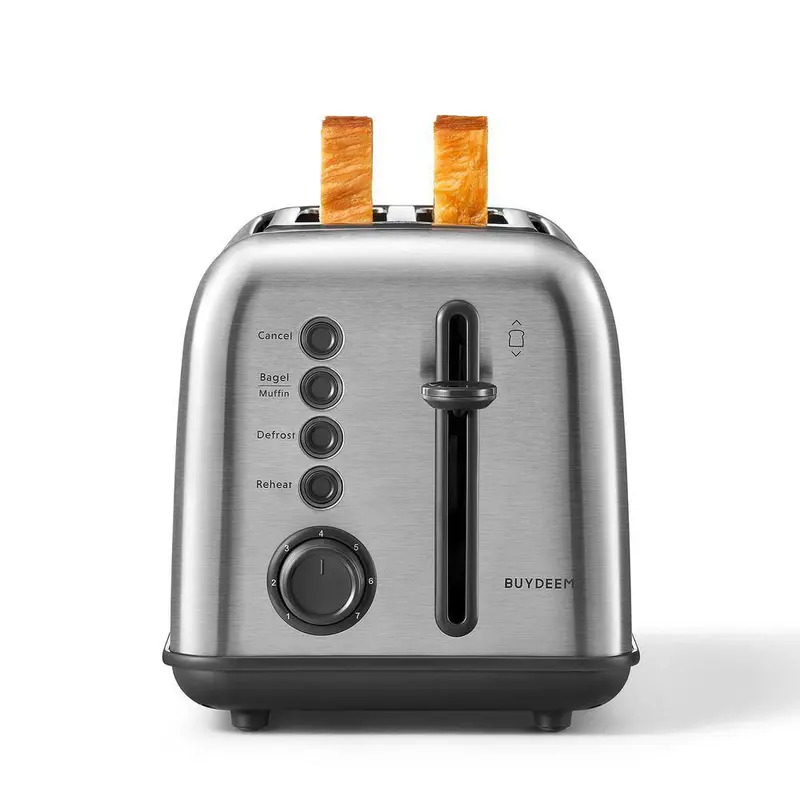 Buydeem Retro Stainless Steel 2-Slice Toaster With Extra-Wide Slots And 7 Shade Options 1