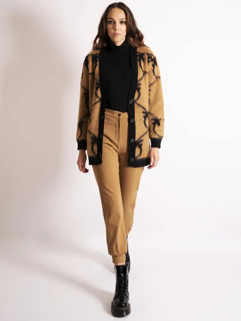 Camel-And-Black Monogram Cardigan Coat 1
