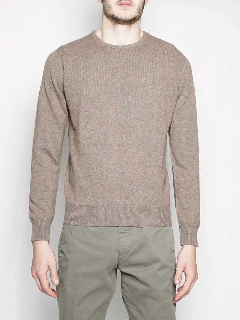 Camel Double-Thread Cashmere Crewneck Sweater 1