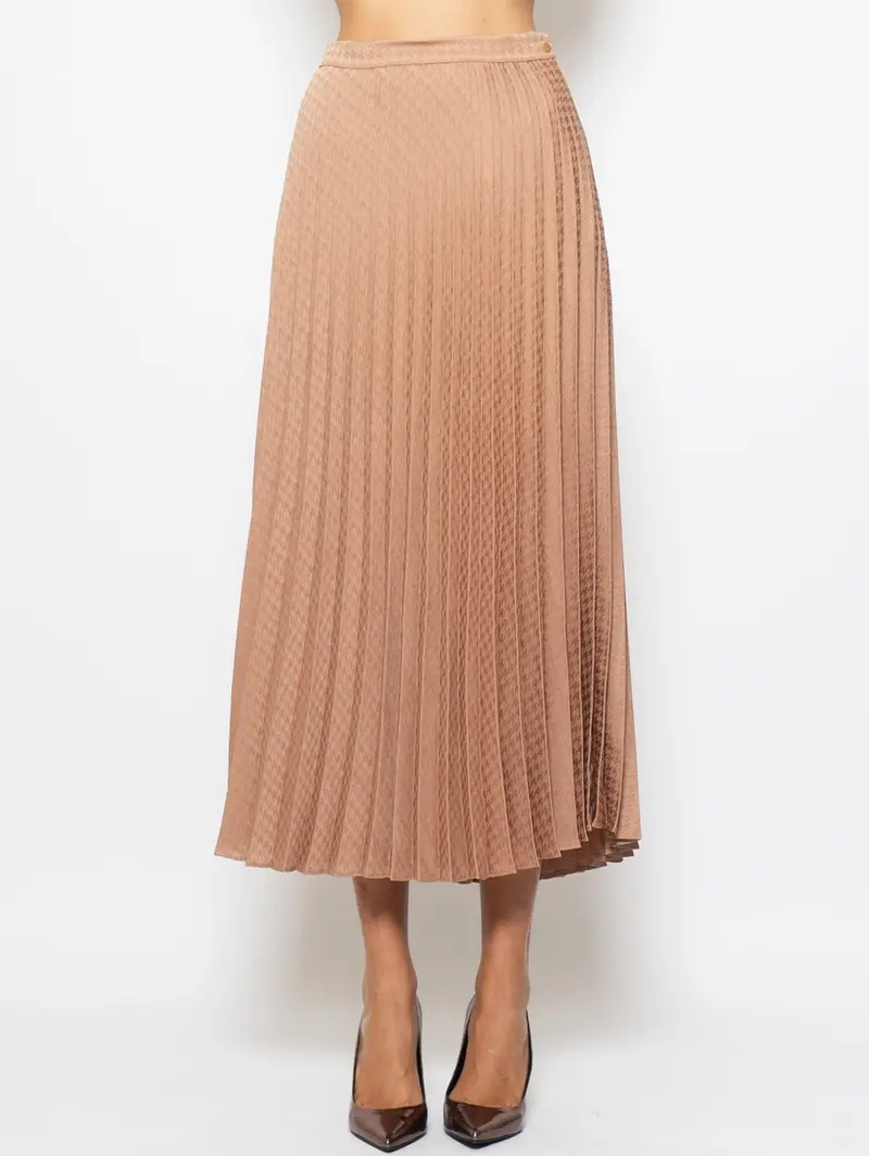 Camel Pleated Midi Skirt 1
