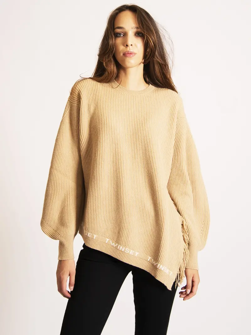 Camel Ribbed Crew-Neck Sweater 1