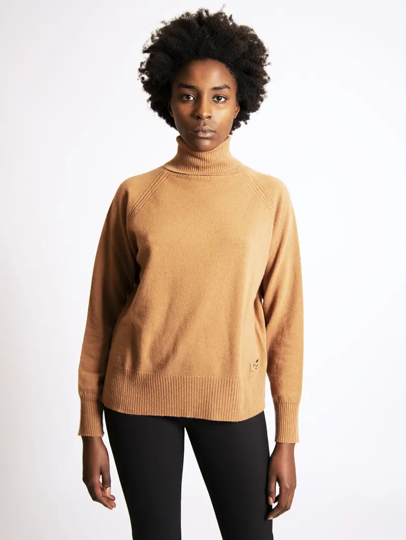 Camel Turtleneck Sweater 1