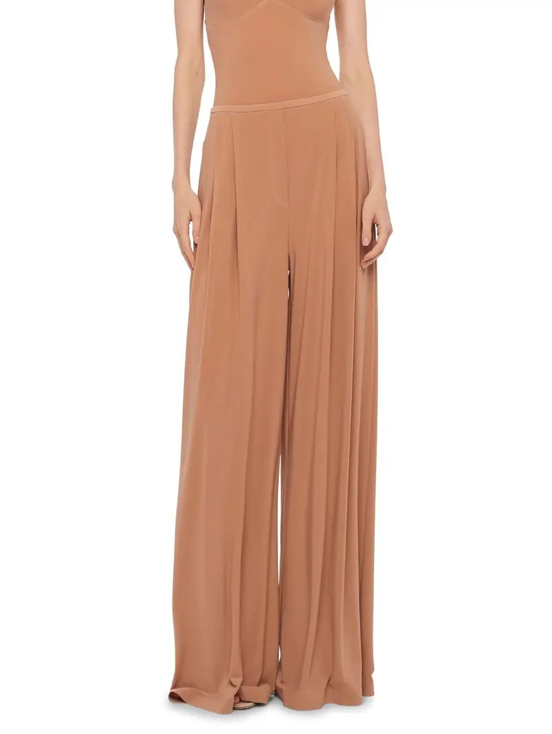 Cappuccino Pleated Wide-Leg Trousers 1
