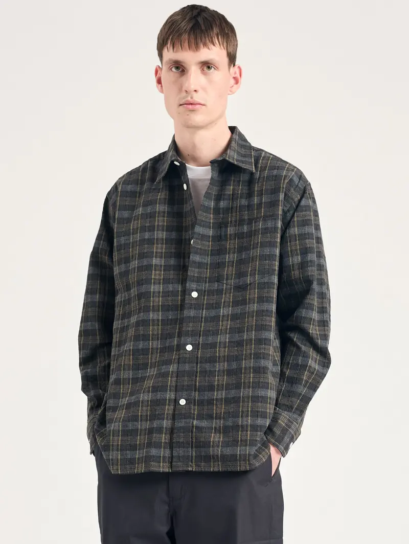 Charcoal Plaid Flannel Shirt 1
