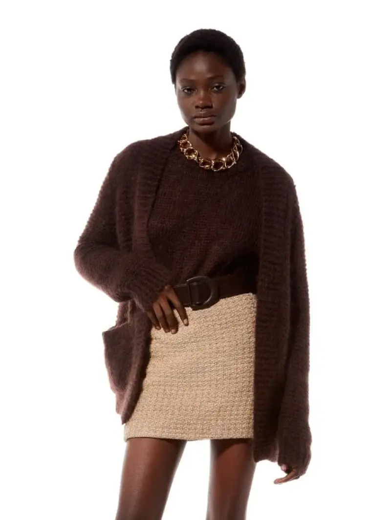 Chocolate Mohair Superkid Cardigan – Baima Style 1