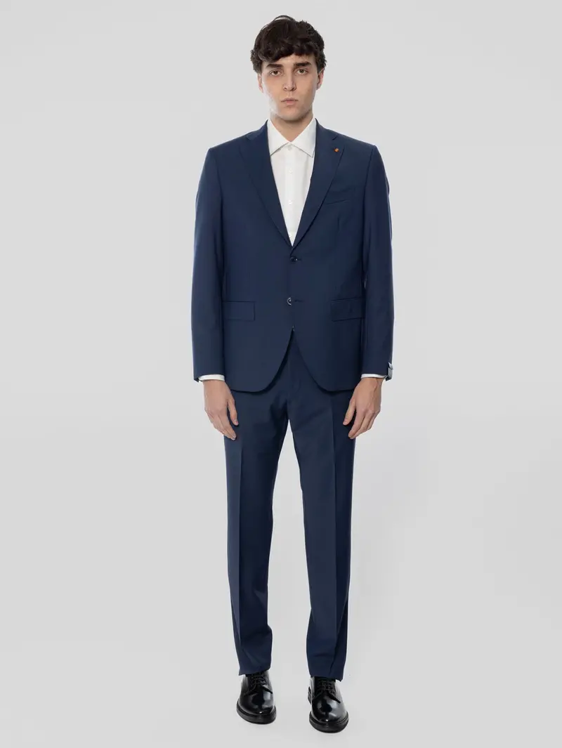 Classic Blue Wool-Blend Tailored Suit 1