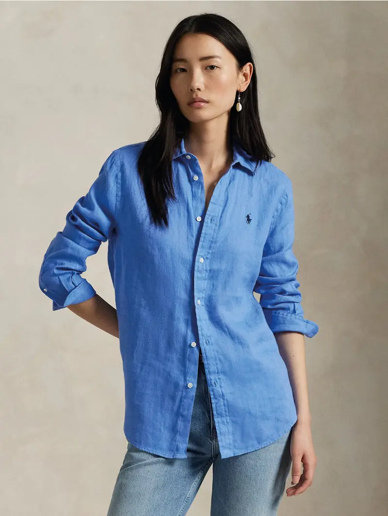 Classic-Fit Blue Linen Shirt 1