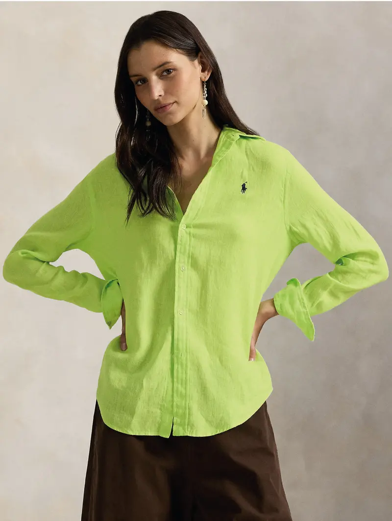 Classic-Fit Linen Shirt In Emerald Green 1