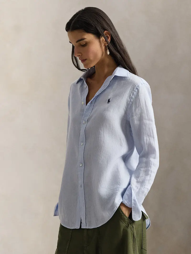 Classic-Fit Linen Shirt In Sky Blue 1