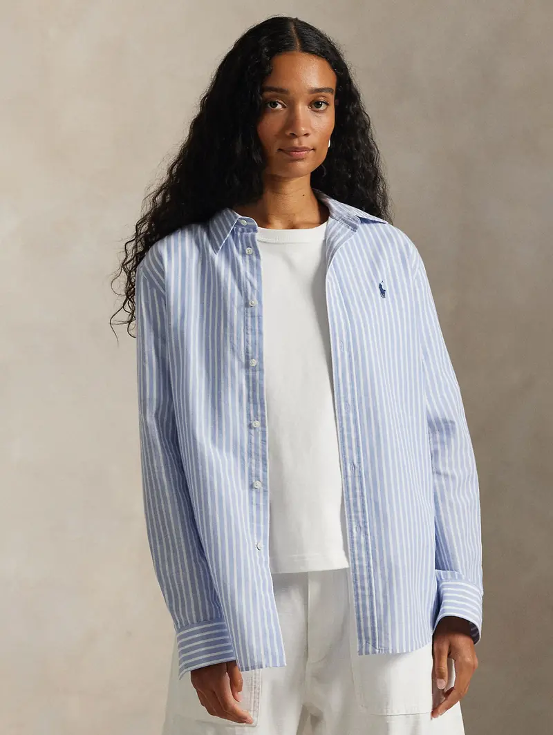Classic-Fit Striped Shirt In Navy And White 1