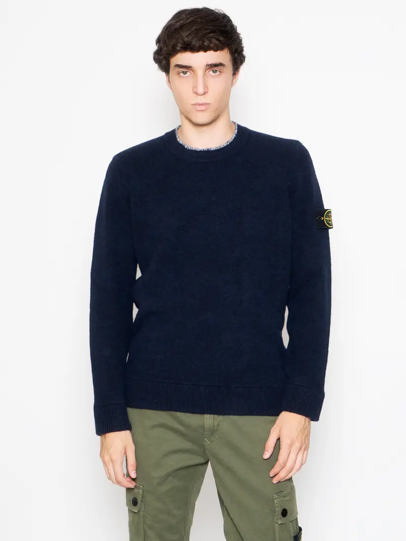 Classic Navy Rib-Knit Crew Neck Sweater 1