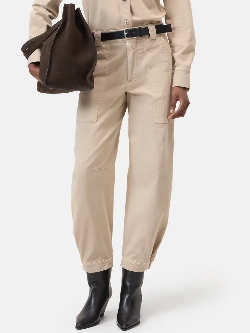 Clay Beige Cotton Twill Balloon Trousers 1