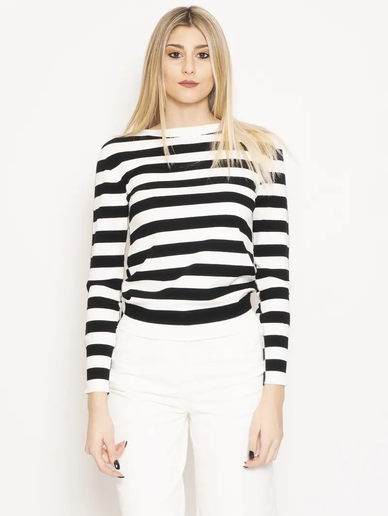 Color-Block Striped Knit Top, Multicolor 1