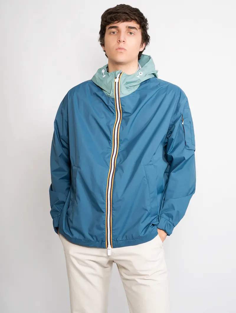 Color-Blocked Hooded Jacket – Blue 1