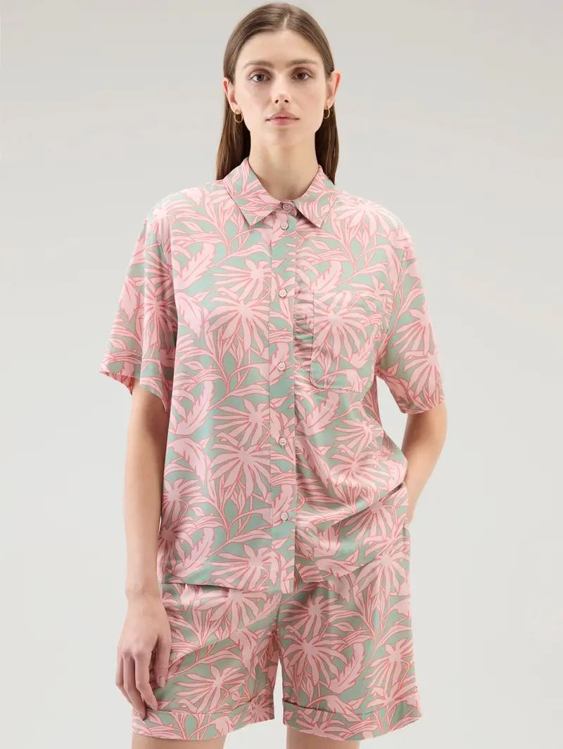 Coral-Print Short-Sleeve Shirt 1