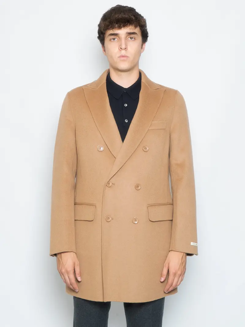 Cork-Tone Double-Gregorio Wool Double-Breasted Coat 1