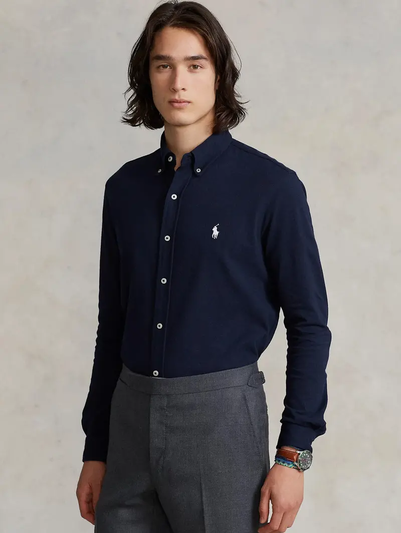 Cotton Piqué Blue Dress Shirt 1