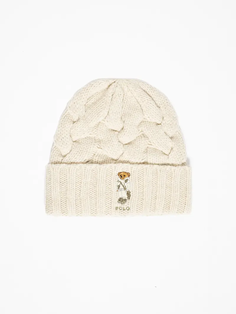Cream Braided Hat Featuring Polo Bear Logo 1