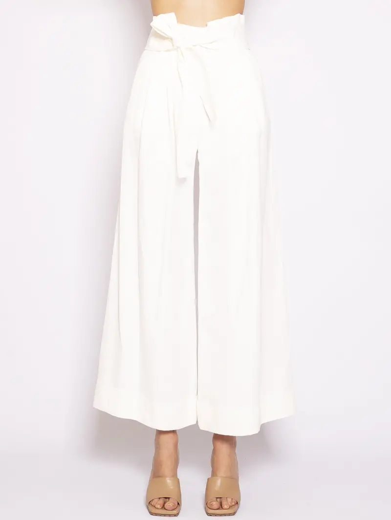 Cream Flat-Front Tailored Trousers 1