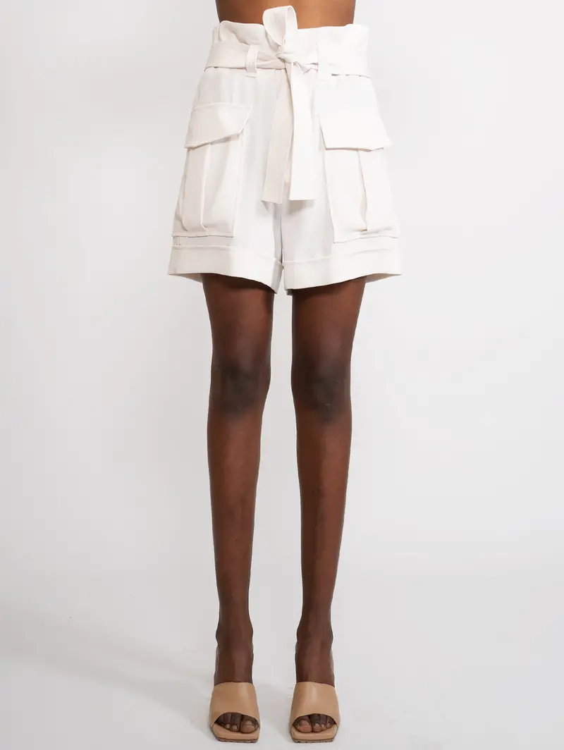 Cream Patch-Pocket Shorts 1