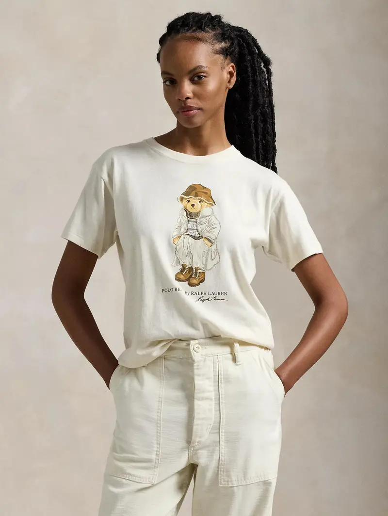 Cream Polo Bear Graphic T-Shirt 1