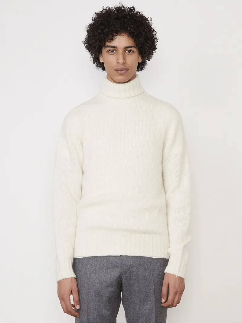 Cream Turtleneck Knit Sweater 1