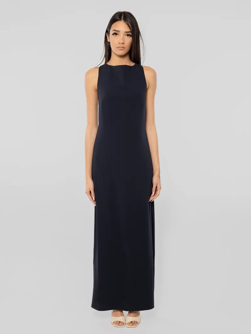 Cross-Back Navy Long Dress 1