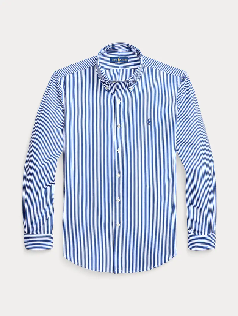 Custom-Fit Striped Shirt In Navy And White 1