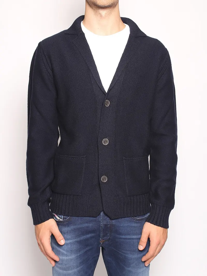 Dark Blue Knit Blazer 1
