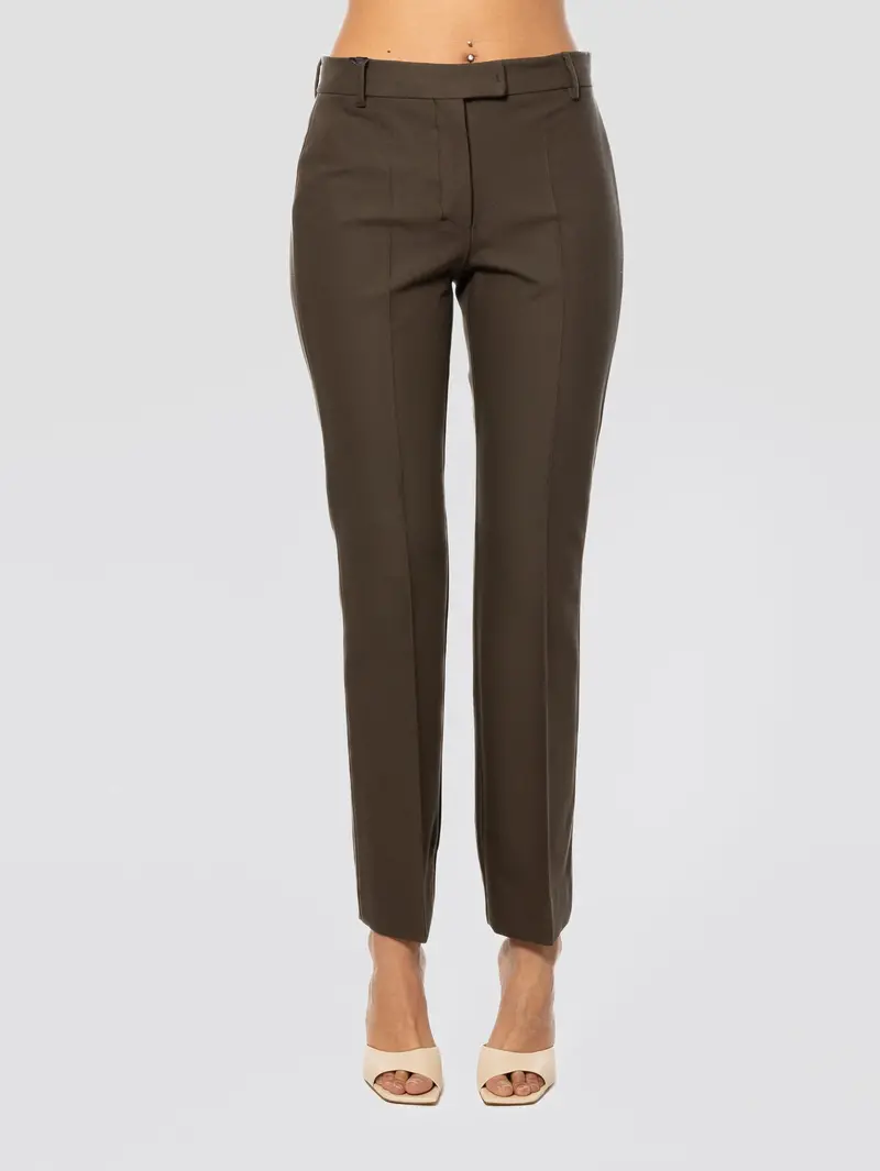 Dark Green Slim-Fit Cotton-Viscose Stretch Trousers 1