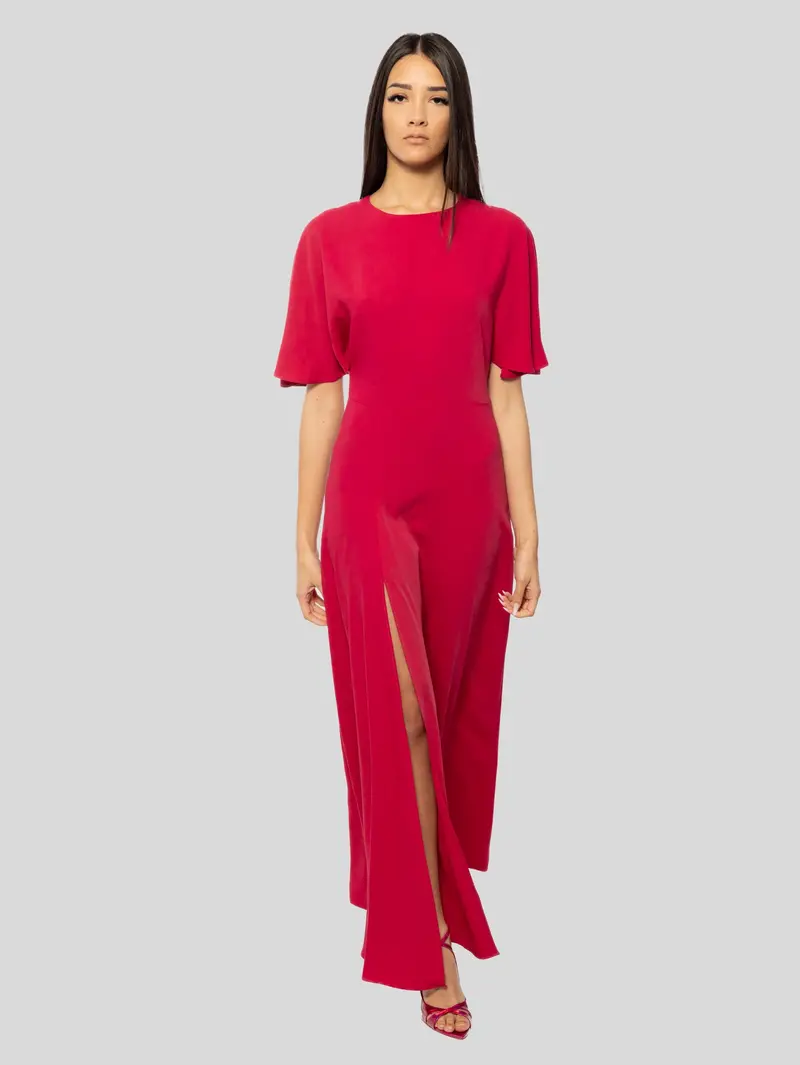 Dark Red Side-Slit Evening Dress 1