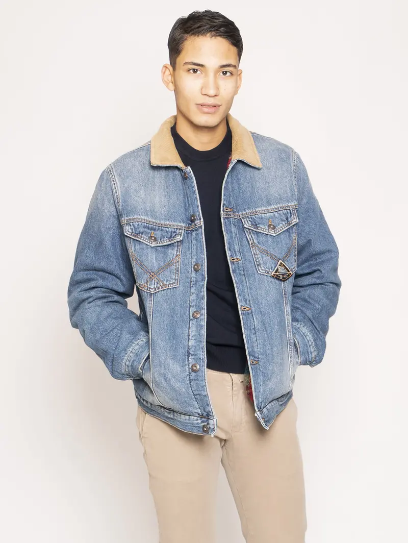 Denim And Fleece Hybrid Jacket – Blue 1