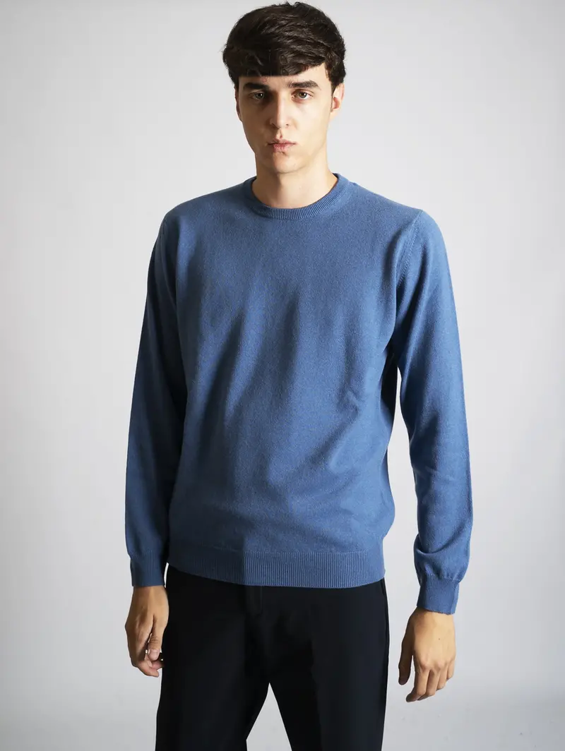 Denim Cashmere Crewneck Sweater 1