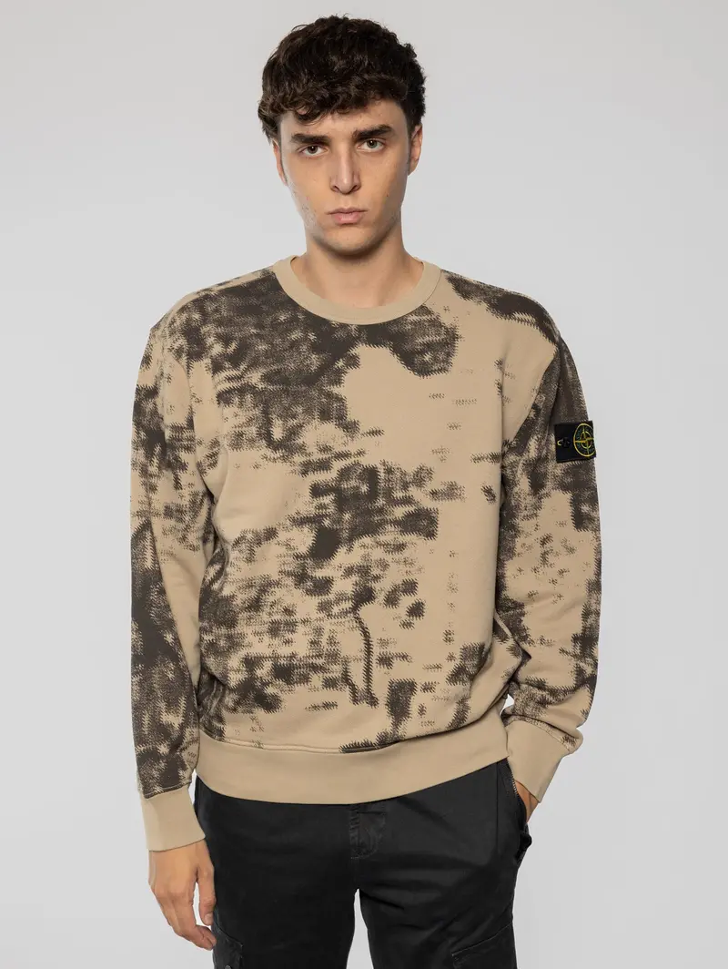 Earth Mapping Graphic Crewneck Sweatshirt In Beige Organic Cotton 1