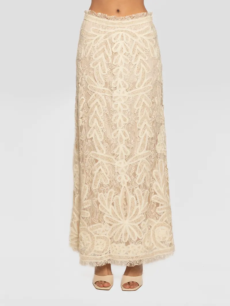 Ecru Lace Midi Skirt 1
