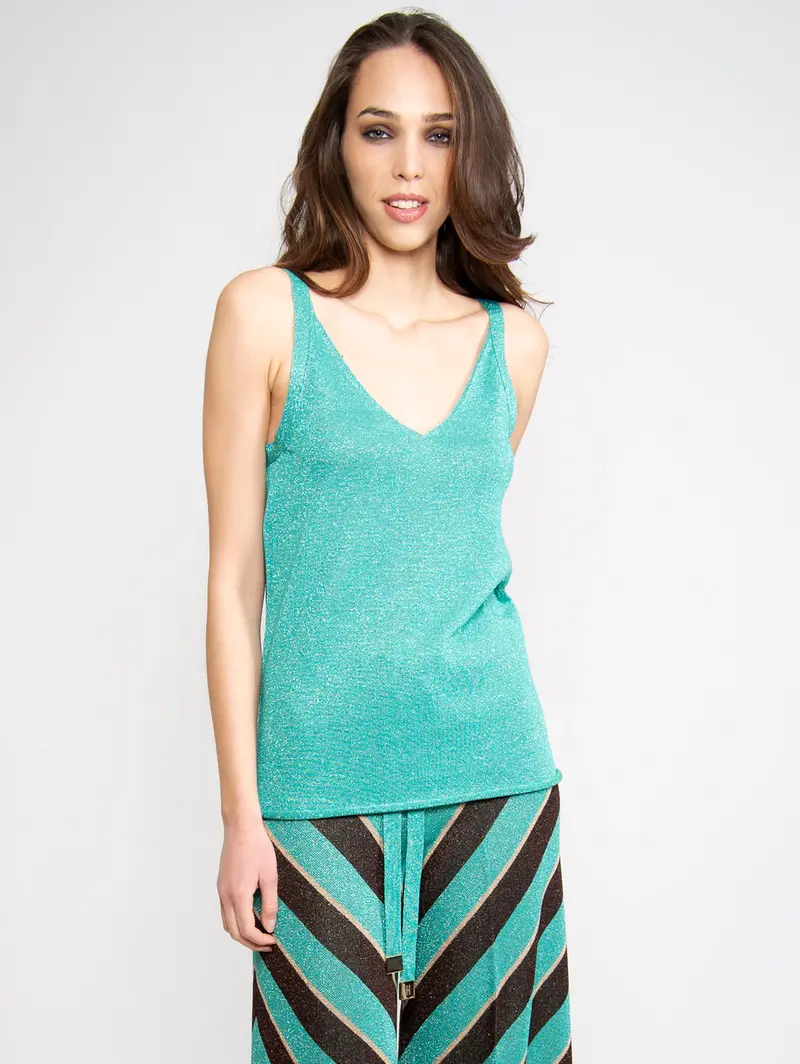 Emerald Green Lurex Crop Top 1