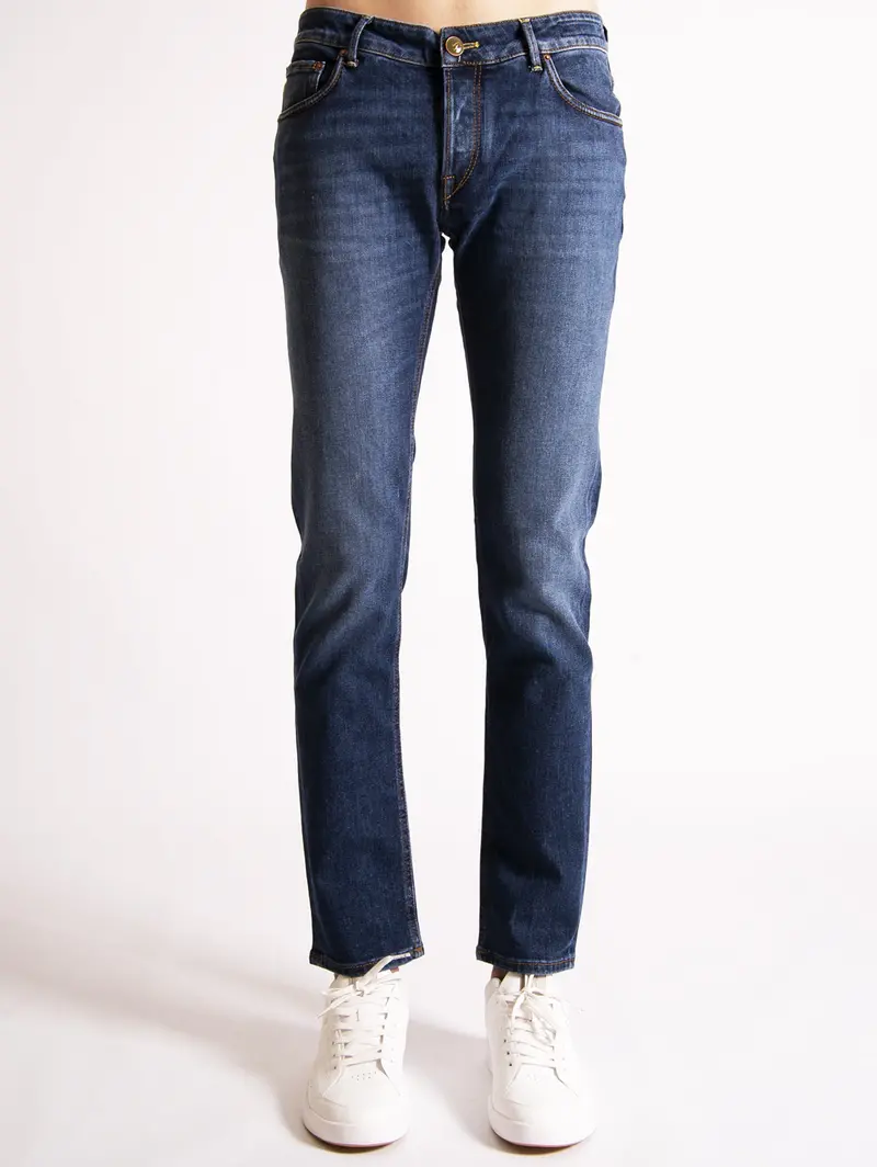 Faded Slim-Fit Blue Denim Jeans 1