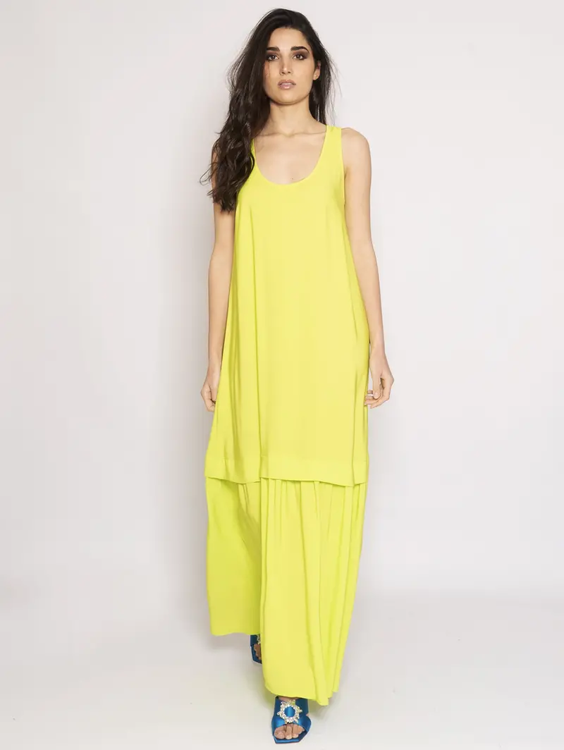 Fluorescent Yellow Crepe Maxi Dress 1