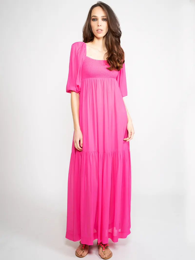 Fuchsia Georgette Maxi Dress 1