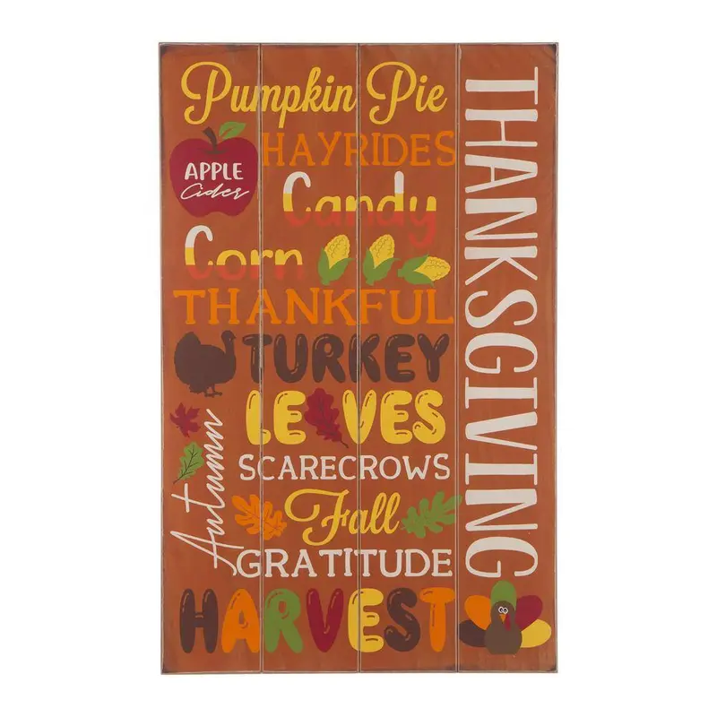 Glitzhome Wooden Thanksgiving Word Sign – 24-Inch Hanging Farmhouse Decor 1