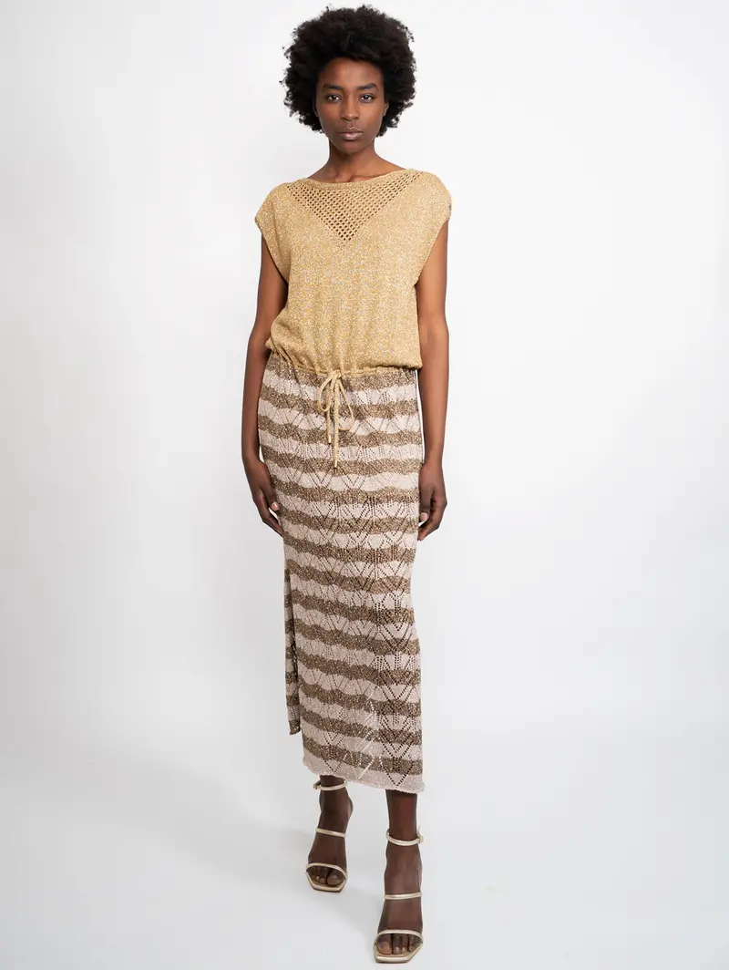 Gold Lurex Long Dress 1