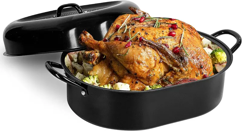 Granitestone 3.7-Quart Oval Roasting Pan With Glass Lid – Diamond-Infused Aluminum 1