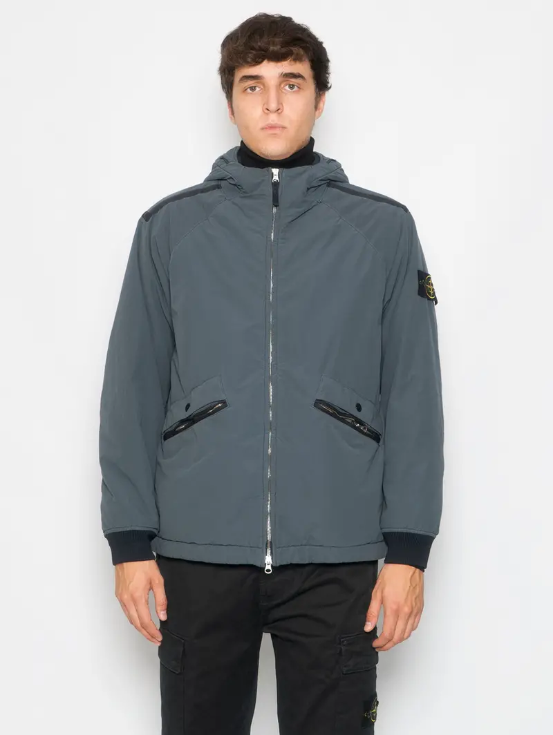 Gray Canvas Jacket With Microfleece Lining And David Detail 1