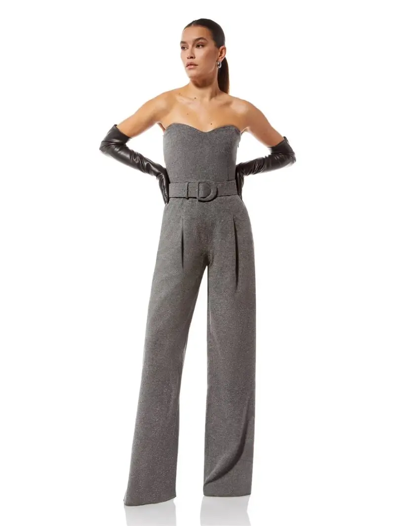 Gray Heart-Neck Tweed Track Suit 1