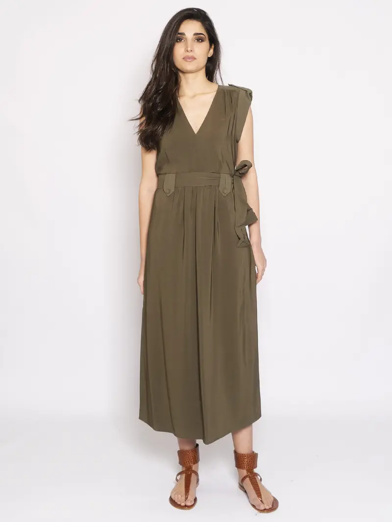 Green Alpine Belted Long Dress 1