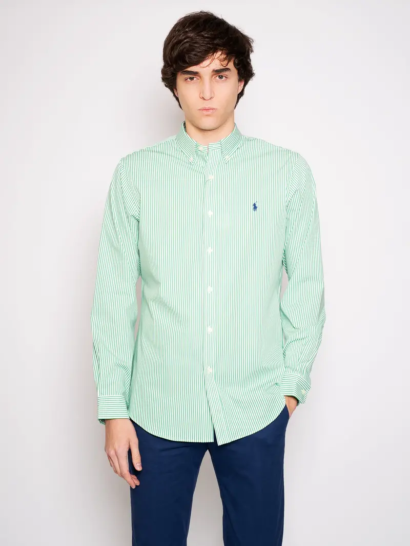 Green And White Striped Shirt 1