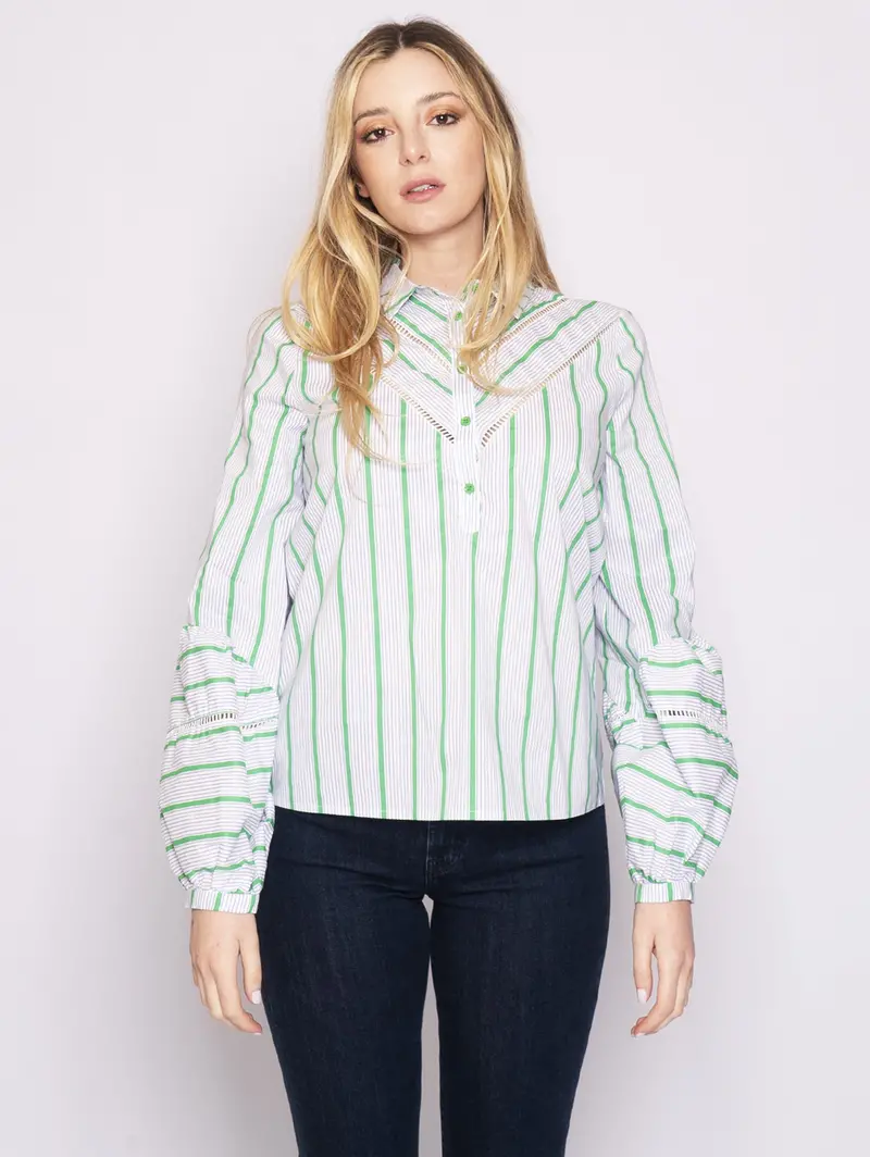 Green Bishop-Sleeve Shirt 1