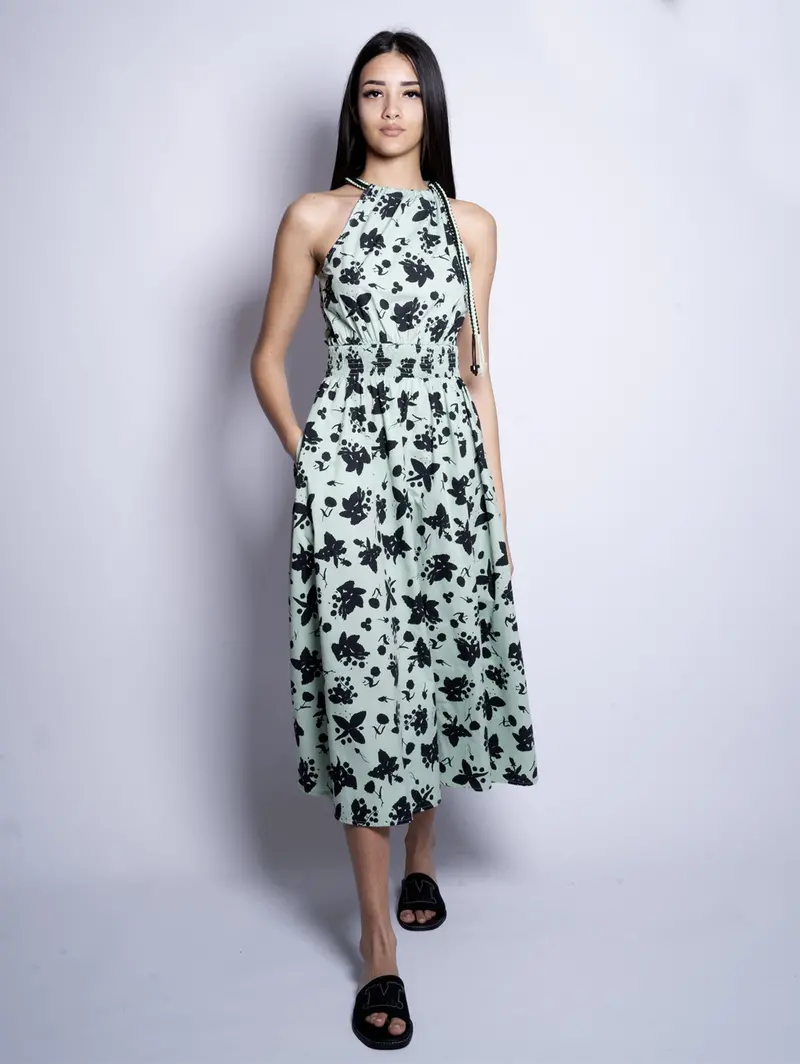 Green Floral Midi Dress 1