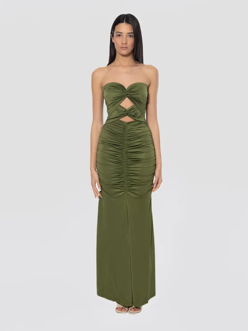 Green Jersey Dress With Modern Cut-Out Details 1