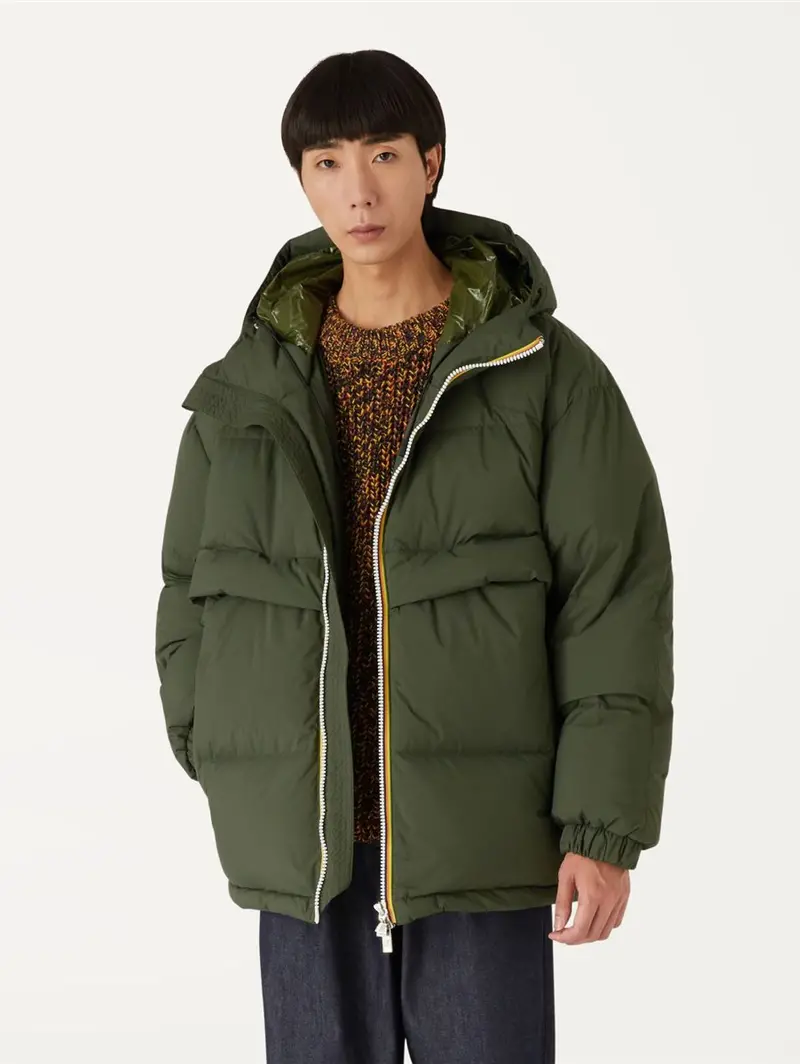 Green Recycled Nylon Hooded Jacket 1